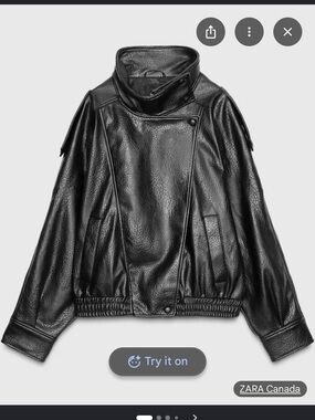 Zara Black Faux Leather Biker Jacket
